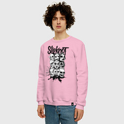 Свитшот хлопковый мужской Slipknot Faces, цвет: светло-розовый — фото 2