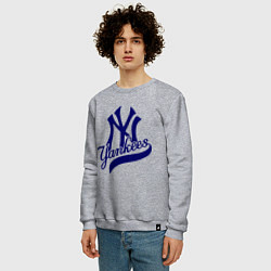 Свитшот хлопковый мужской NY - Yankees, цвет: меланж — фото 2
