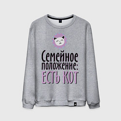 Свитшот хлопковый мужской Семейное положение: есть кот, цвет: меланж