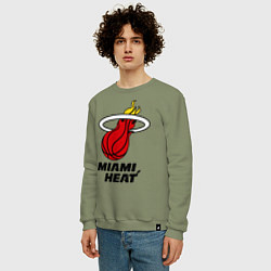 Свитшот хлопковый мужской Miami Heat-logo, цвет: авокадо — фото 2