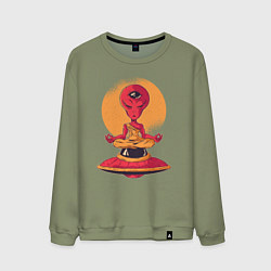Свитшот хлопковый мужской Медитация пришельца, цвет: авокадо