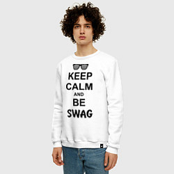 Свитшот хлопковый мужской Keep Calm & Be Swag, цвет: белый — фото 2