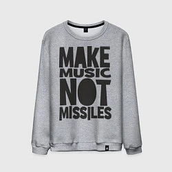 Свитшот хлопковый мужской Make Music Not Missiles, цвет: меланж
