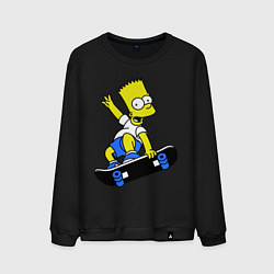 Свитшот хлопковый мужской Барт на скейте, цвет: черный
