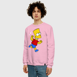 Свитшот хлопковый мужской Барт: бой без правил, цвет: светло-розовый — фото 2