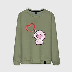 Свитшот хлопковый мужской Pig Love, цвет: авокадо