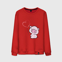 Свитшот хлопковый мужской Pig Love, цвет: красный