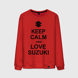 Свитшот хлопковый мужской Keep Calm & Love Suzuki, цвет: красный