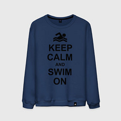 Свитшот хлопковый мужской Keep Calm & Swim On, цвет: тёмно-синий