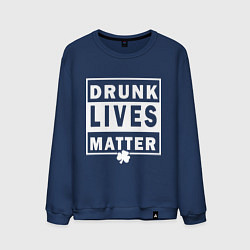 Свитшот хлопковый мужской Drunk Lives Matter, цвет: тёмно-синий