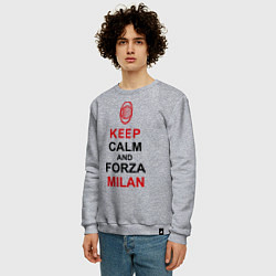 Свитшот хлопковый мужской Keep Calm & Forza Milan, цвет: меланж — фото 2