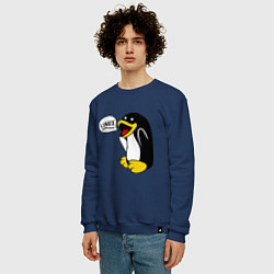 Свитшот хлопковый мужской Пингвин: Linux, цвет: тёмно-синий — фото 2