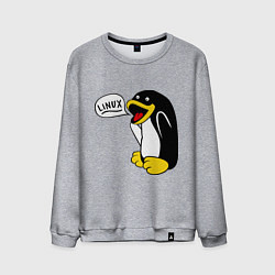 Свитшот хлопковый мужской Пингвин: Linux, цвет: меланж