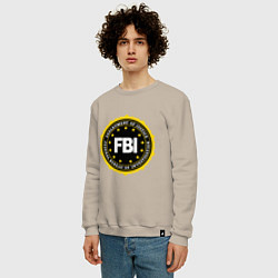 Свитшот хлопковый мужской FBI Departament, цвет: миндальный — фото 2