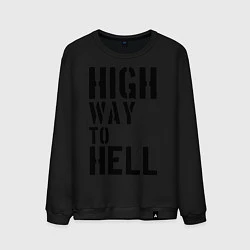 Свитшот хлопковый мужской High way to hell, цвет: черный