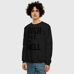 Свитшот хлопковый мужской High way to hell, цвет: черный — фото 2