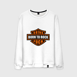 Свитшот хлопковый мужской Born to rock, цвет: белый