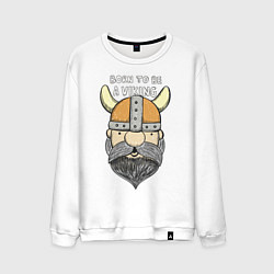 Свитшот хлопковый мужской Born to be a Viking, цвет: белый