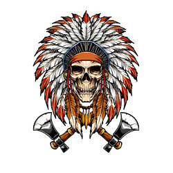 Свитшот хлопковый мужской Индейский череп с топорами, цвет: белый — фото 2