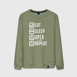 Свитшот хлопковый мужской Eat, Sleep, Apex, Repeat, цвет: авокадо