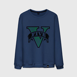 Свитшот хлопковый мужской GTA V: Logo, цвет: тёмно-синий