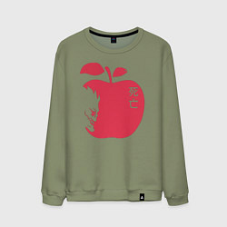 Свитшот хлопковый мужской Тетрадь Смерти - Рюк и яблоко, цвет: авокадо