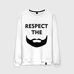 Свитшот хлопковый мужской Respect the beard, цвет: белый