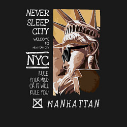 Свитшот хлопковый мужской New York never sleep city, цвет: черный — фото 2