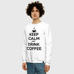 Свитшот хлопковый мужской Keep Calm & Drink Coffee, цвет: белый — фото 2