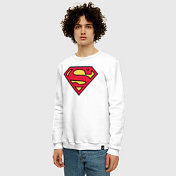Свитшот хлопковый мужской Superman logo цвета белый — фото 2