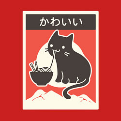 Свитшот хлопковый мужской Котик и рамен, цвет: красный — фото 2