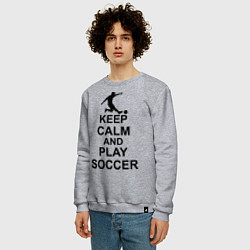 Свитшот хлопковый мужской Keep Calm & Play Soccer, цвет: меланж — фото 2