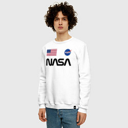 Свитшот хлопковый мужской NASA НАСА цвета белый — фото 2