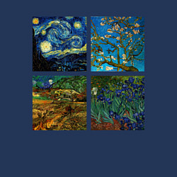 Свитшот хлопковый мужской Ван Гог картины, цвет: тёмно-синий — фото 2