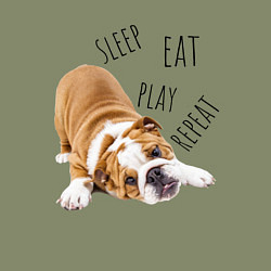 Свитшот хлопковый мужской Sleep Eat Play Repeat Бульдог, цвет: авокадо — фото 2