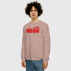 Свитшот хлопковый мужской Russia, цвет: пыльно-розовый — фото 2