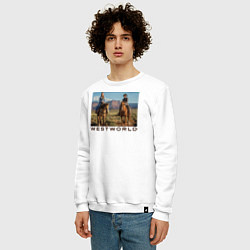 Свитшот хлопковый мужской Westworld Landscape, цвет: белый — фото 2