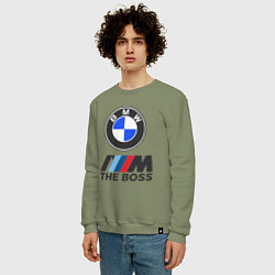 Свитшот хлопковый мужской BMW BOSS, цвет: авокадо — фото 2