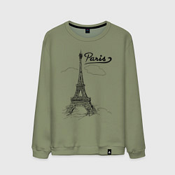 Свитшот хлопковый мужской Париж, цвет: авокадо