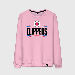 Свитшот хлопковый мужской Los Angeles Clippers 1, цвет: светло-розовый