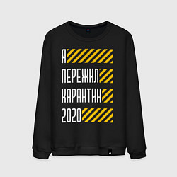 Свитшот хлопковый мужской Я ПЕРЕЖИЛ КАРАНТИН 2020, цвет: черный
