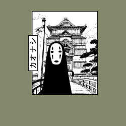 Свитшот хлопковый мужской No-Face Spirited Away Ghibli, цвет: авокадо — фото 2