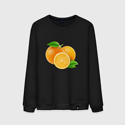 Свитшот хлопковый мужской Апельсины, цвет: черный