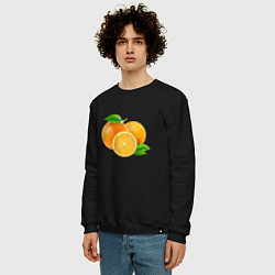 Свитшот хлопковый мужской Апельсины, цвет: черный — фото 2
