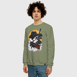 Свитшот хлопковый мужской Panda Gangster, цвет: авокадо — фото 2