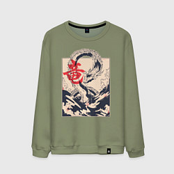 Свитшот хлопковый мужской Морской дракон, цвет: авокадо
