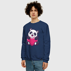 Свитшот хлопковый мужской Панда love, цвет: тёмно-синий — фото 2