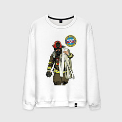 Свитшот хлопковый мужской Спасатель МЧС, цвет: белый
