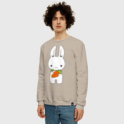 Свитшот хлопковый мужской Зайчик с морковкой, цвет: миндальный — фото 2