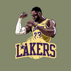 Свитшот хлопковый мужской LeBron - Lakers, цвет: авокадо — фото 2